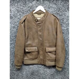 Vintage Ruff Hewn Faux Leather Jacket Adult Large Sherpa Lined Bomber‎